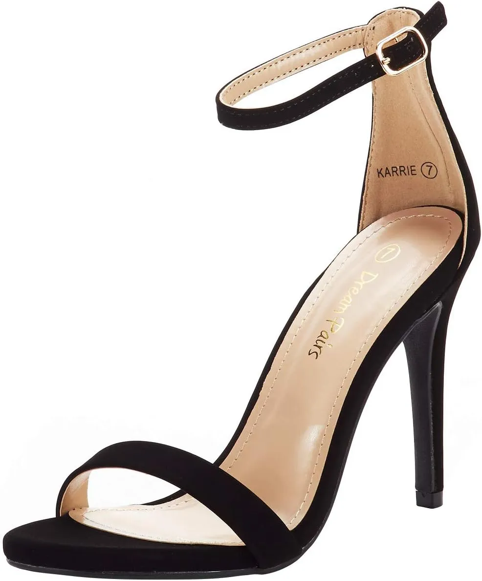 DREAM PAIRS Women's High Heels Flower Ankle Strap Stilettos Round Open Toe Dressy Sexy Sandals