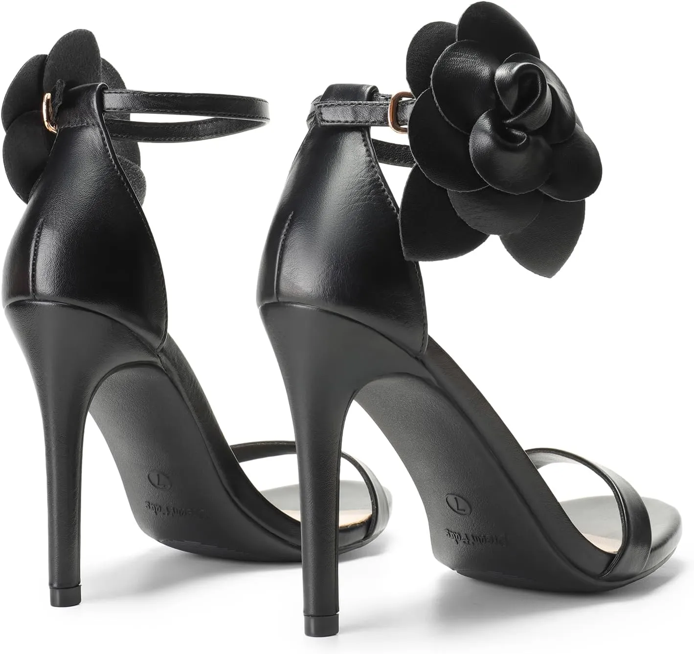 DREAM PAIRS Women's High Heels Flower Ankle Strap Stilettos Round Open Toe Dressy Sexy Sandals