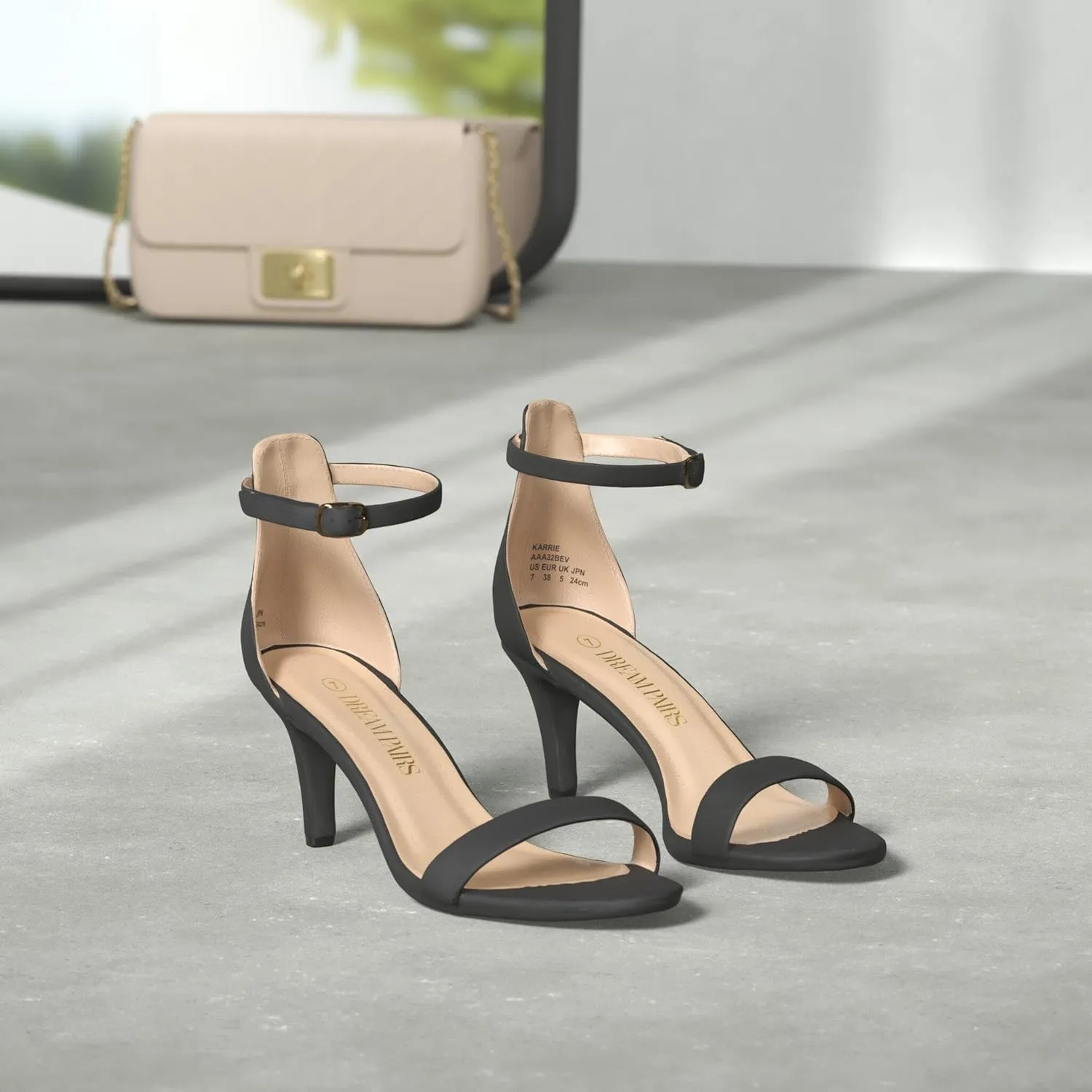 DREAM PAIRS Women's High Heels Flower Ankle Strap Stilettos Round Open Toe Dressy Sexy Sandals