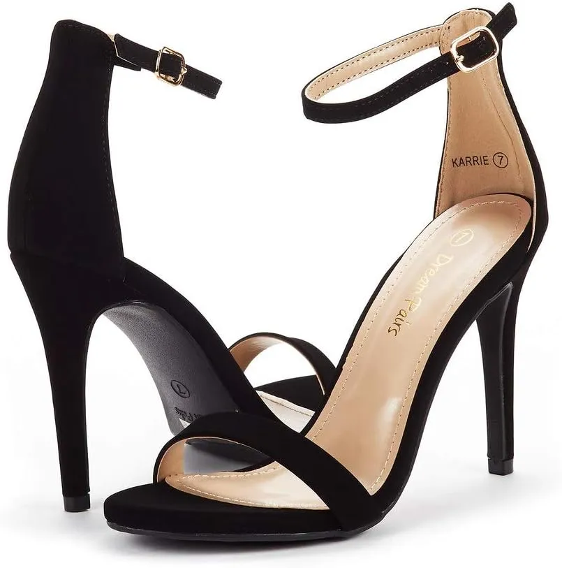 DREAM PAIRS Women's High Heels Flower Ankle Strap Stilettos Round Open Toe Dressy Sexy Sandals