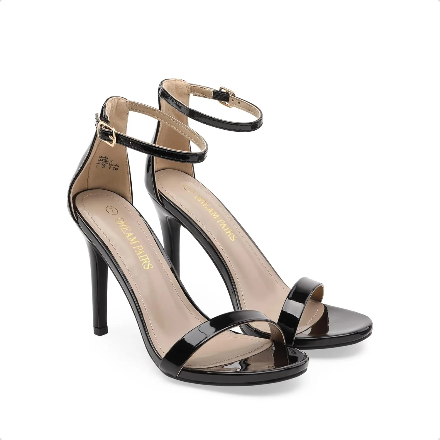 DREAM PAIRS Women's High Heels Flower Ankle Strap Stilettos Round Open Toe Dressy Sexy Sandals