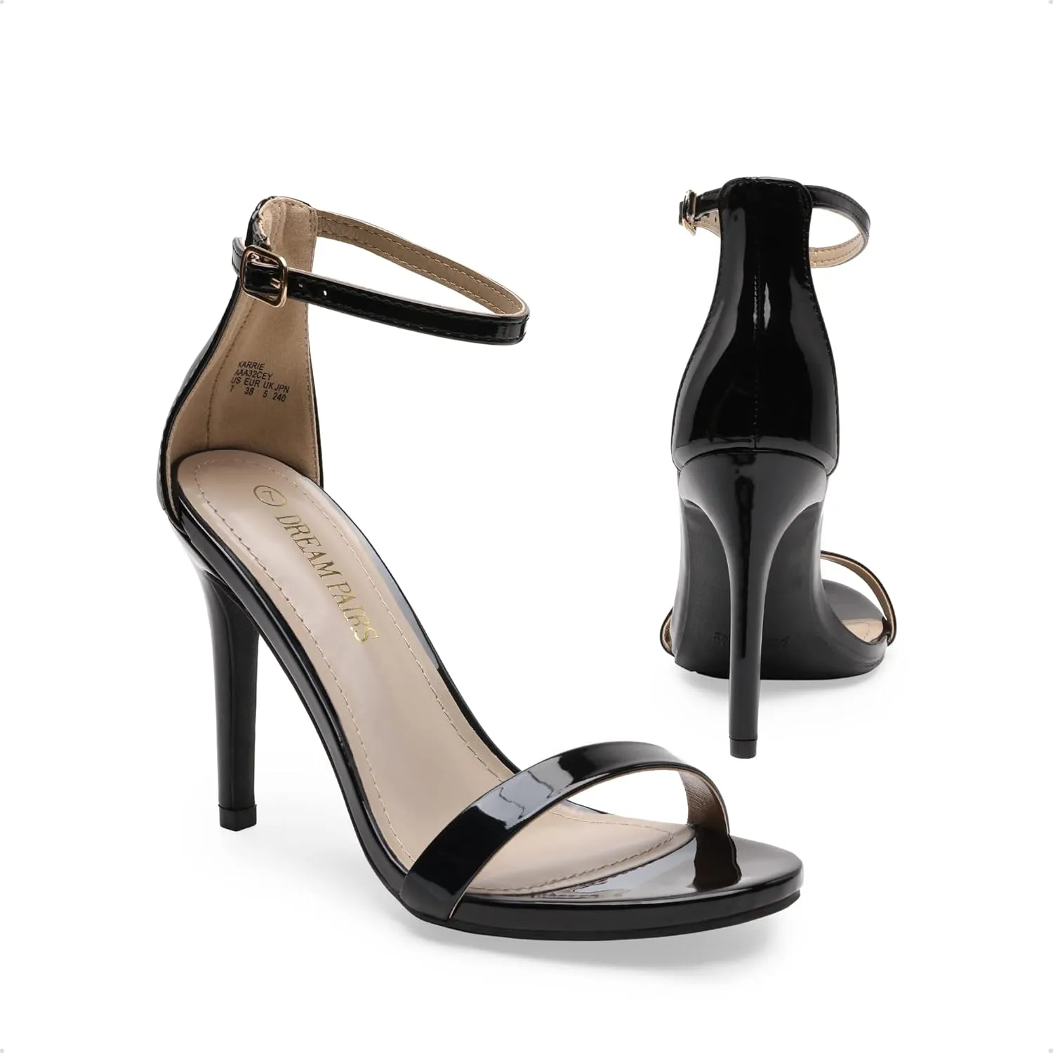 DREAM PAIRS Women's High Heels Flower Ankle Strap Stilettos Round Open Toe Dressy Sexy Sandals