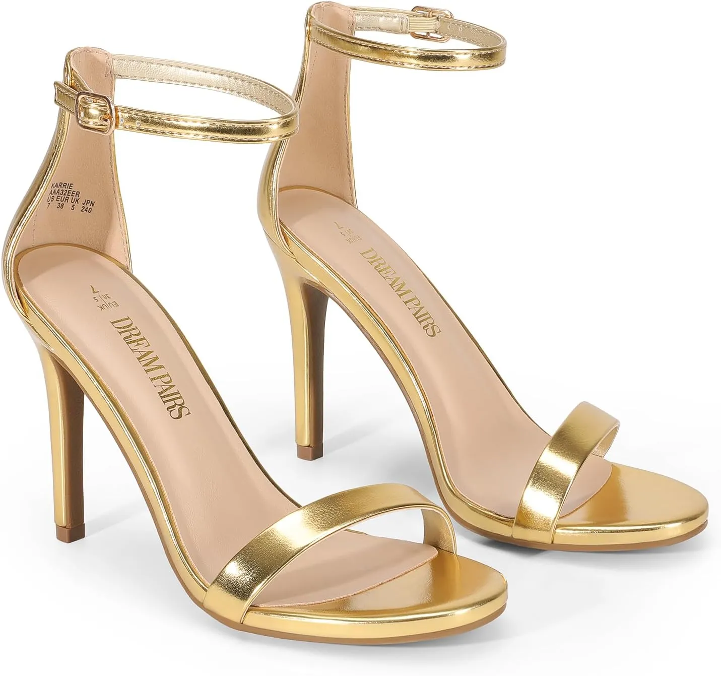 DREAM PAIRS Women's High Heels Flower Ankle Strap Stilettos Round Open Toe Dressy Sexy Sandals