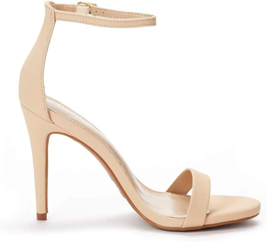 DREAM PAIRS Women's High Heels Flower Ankle Strap Stilettos Round Open Toe Dressy Sexy Sandals