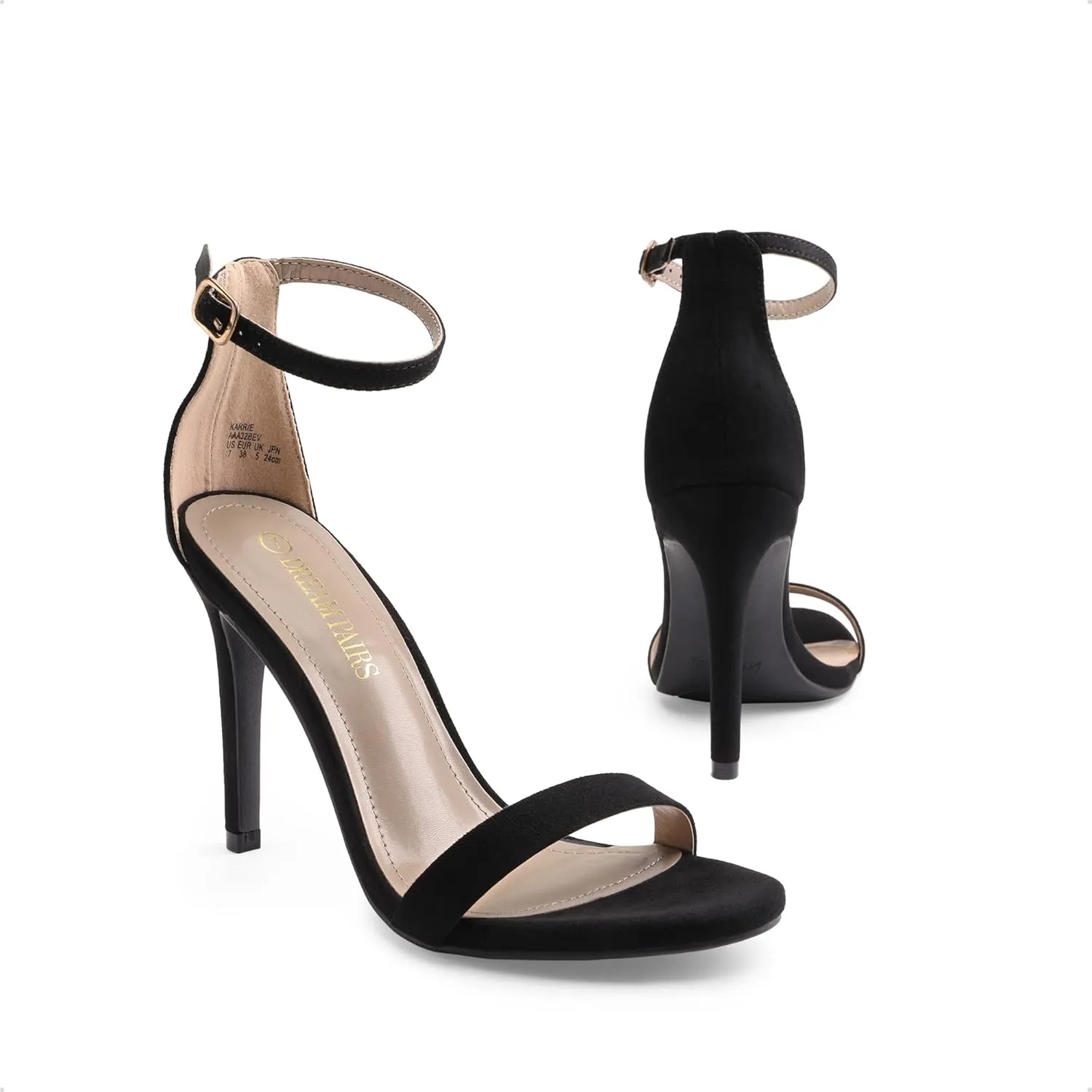 DREAM PAIRS Women's High Heels Flower Ankle Strap Stilettos Round Open Toe Dressy Sexy Sandals