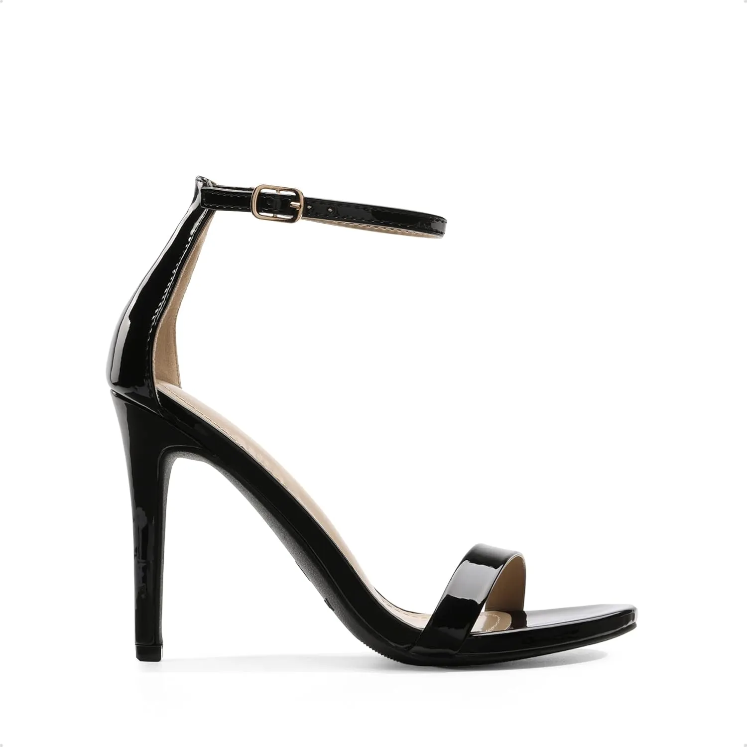DREAM PAIRS Women's High Heels Flower Ankle Strap Stilettos Round Open Toe Dressy Sexy Sandals