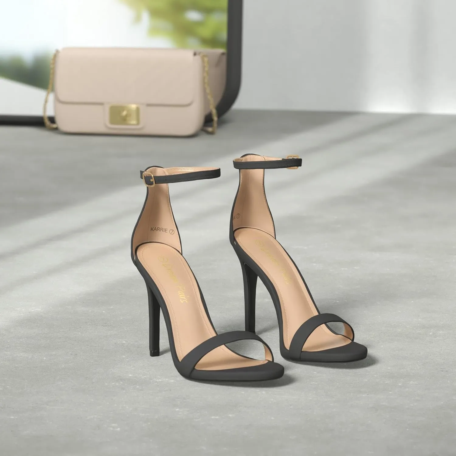 DREAM PAIRS Women's High Heels Flower Ankle Strap Stilettos Round Open Toe Dressy Sexy Sandals