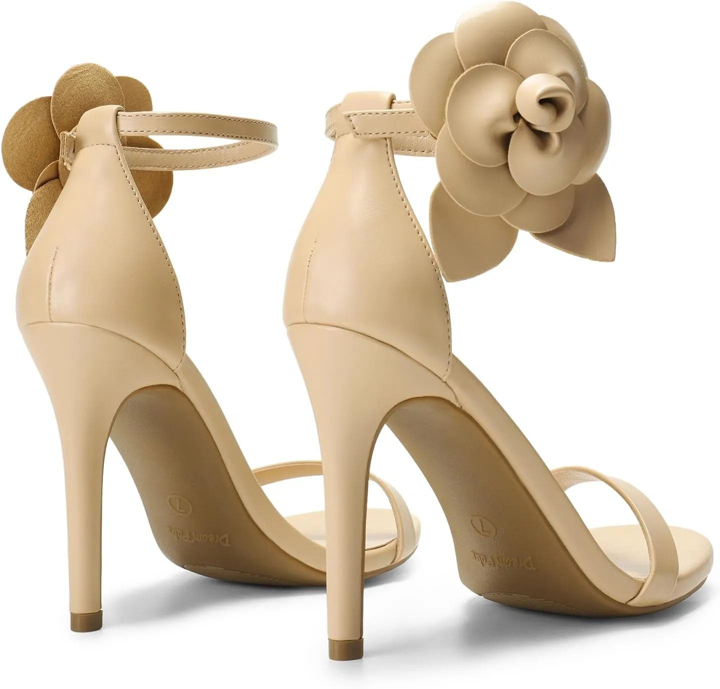 DREAM PAIRS Women's High Heels Flower Ankle Strap Stilettos Round Open Toe Dressy Sexy Sandals