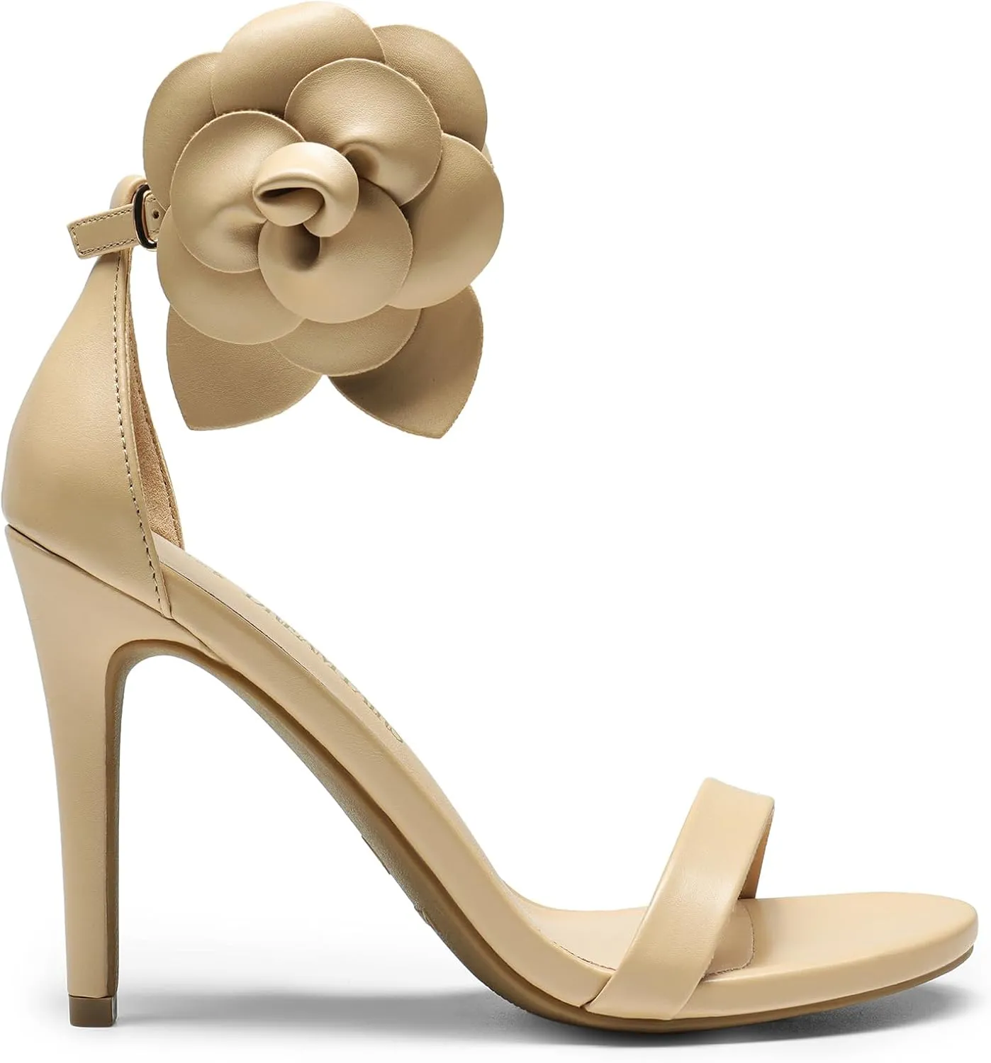 DREAM PAIRS Women's High Heels Flower Ankle Strap Stilettos Round Open Toe Dressy Sexy Sandals