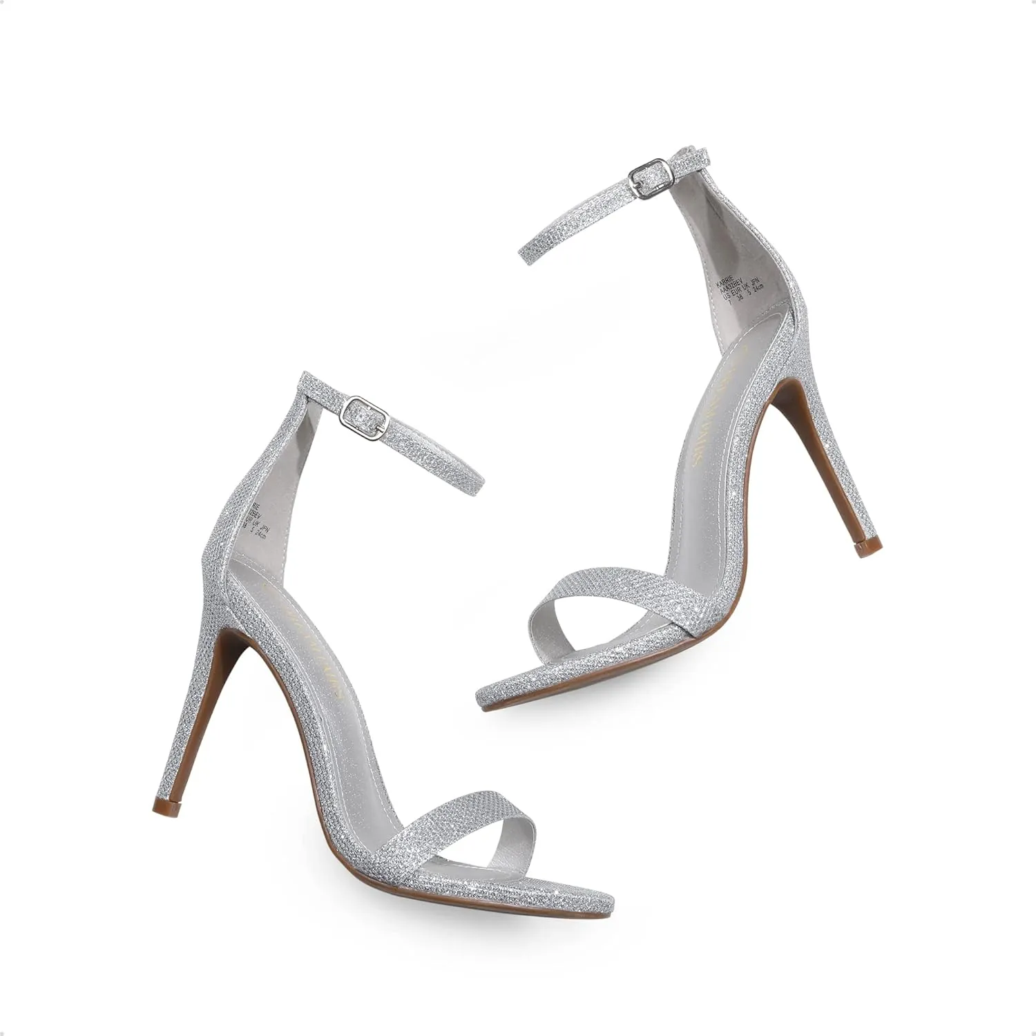 DREAM PAIRS Women's High Heels Flower Ankle Strap Stilettos Round Open Toe Dressy Sexy Sandals