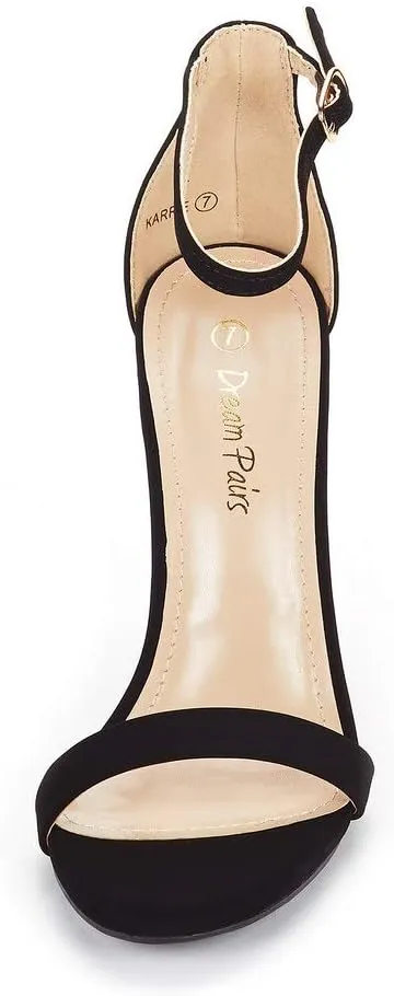 DREAM PAIRS Women's High Heels Flower Ankle Strap Stilettos Round Open Toe Dressy Sexy Sandals