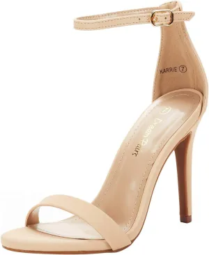 DREAM PAIRS Women's High Heels Flower Ankle Strap Stilettos Round Open Toe Dressy Sexy Sandals