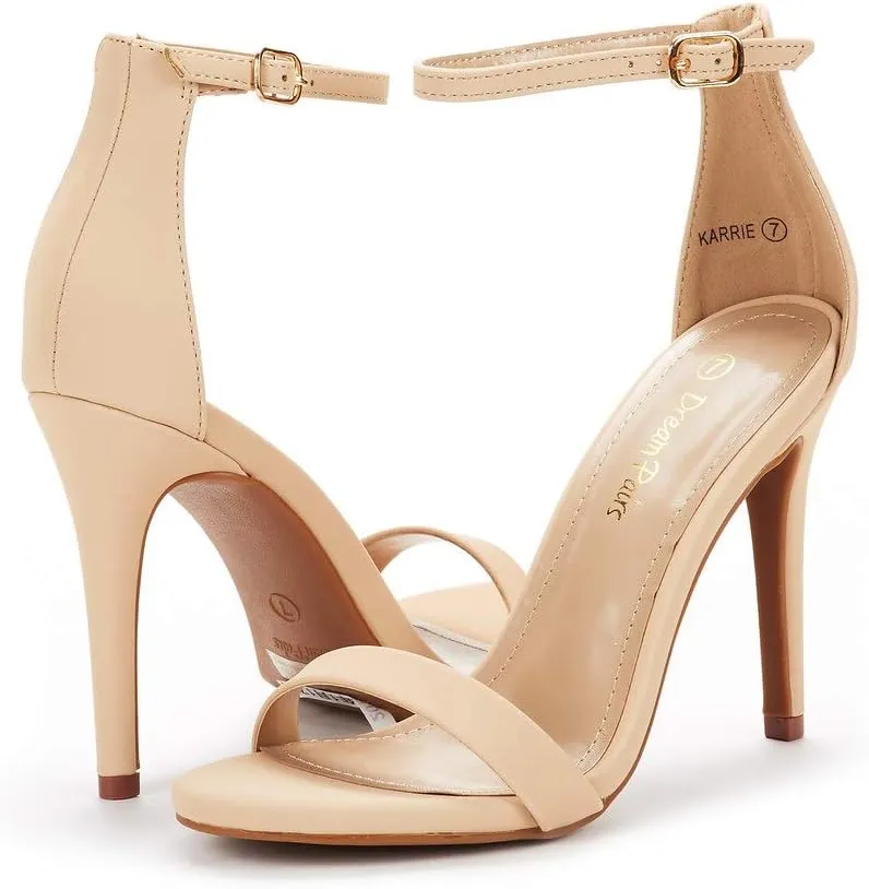DREAM PAIRS Women's High Heels Flower Ankle Strap Stilettos Round Open Toe Dressy Sexy Sandals
