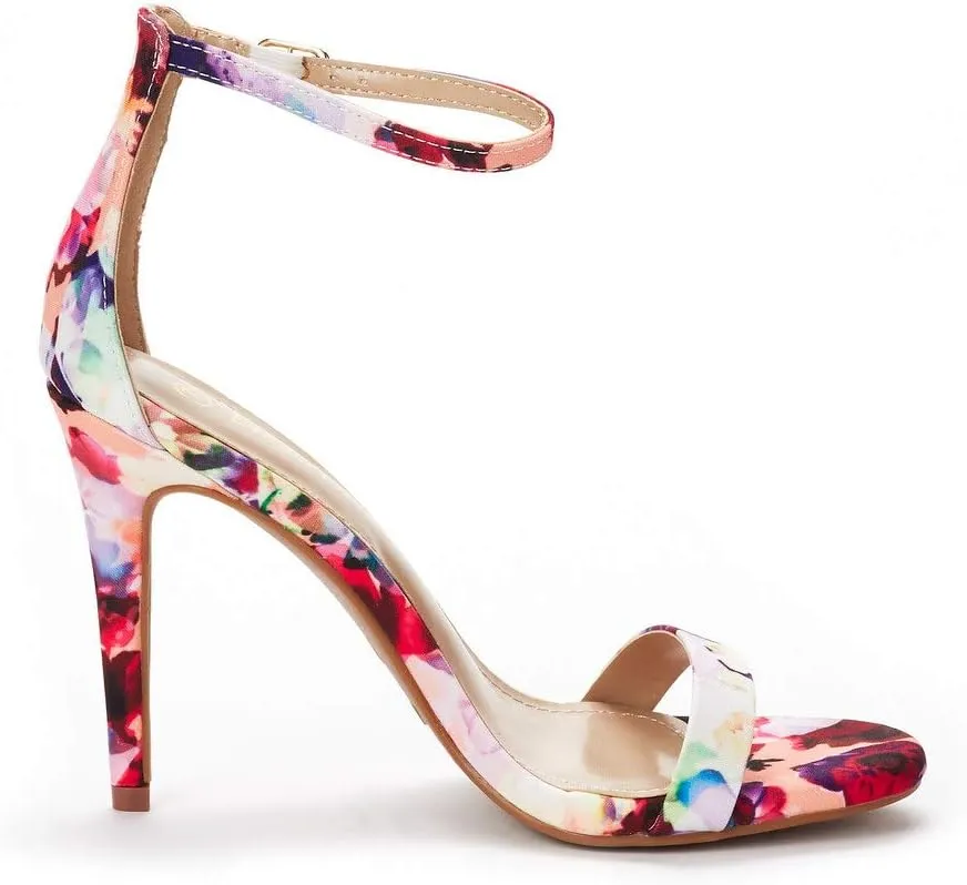 DREAM PAIRS Women's High Heels Flower Ankle Strap Stilettos Round Open Toe Dressy Sexy Sandals