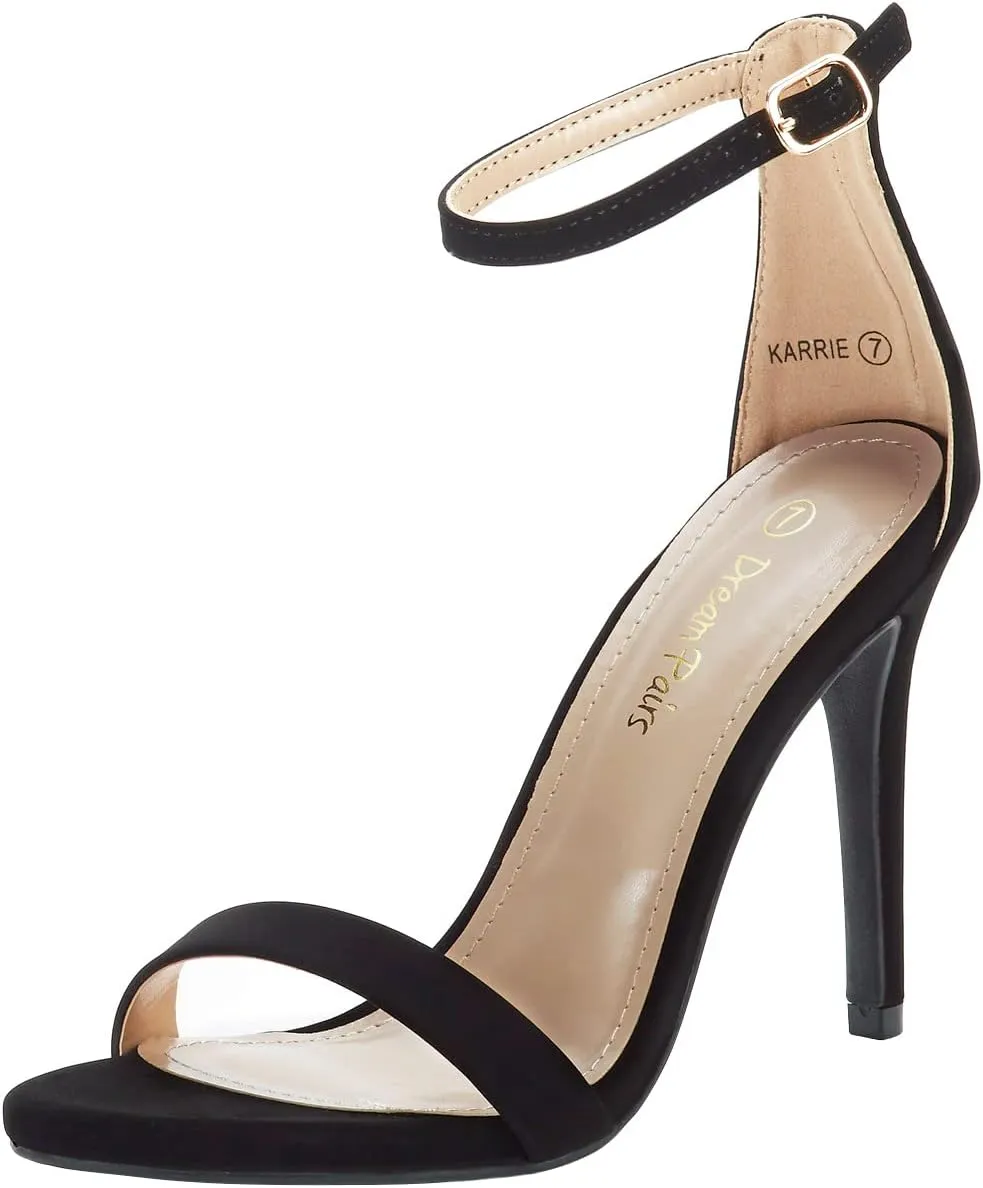 DREAM PAIRS Women's High Heels Flower Ankle Strap Stilettos Round Open Toe Dressy Sexy Sandals
