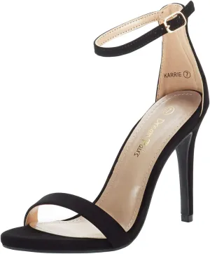 DREAM PAIRS Women's High Heels Flower Ankle Strap Stilettos Round Open Toe Dressy Sexy Sandals