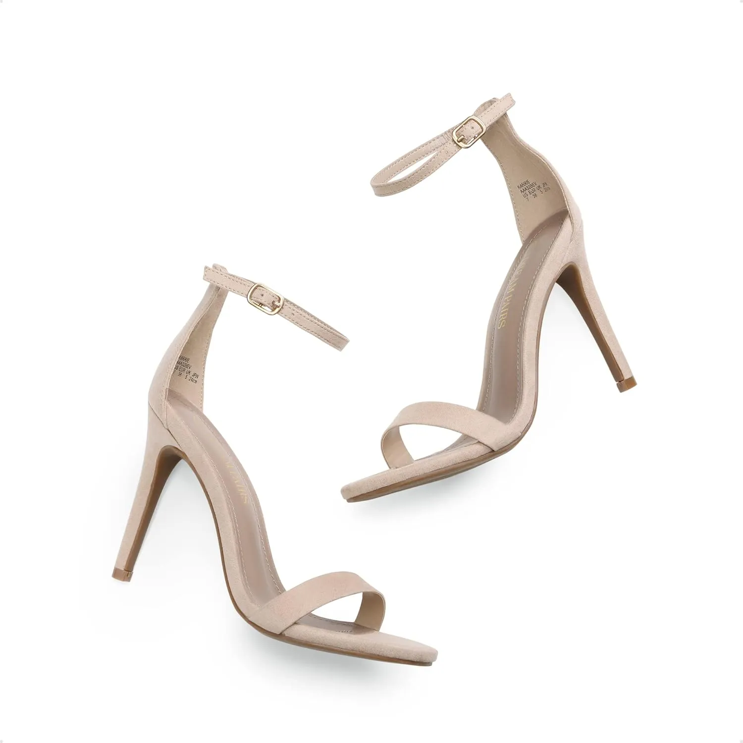 DREAM PAIRS Women's High Heels Flower Ankle Strap Stilettos Round Open Toe Dressy Sexy Sandals
