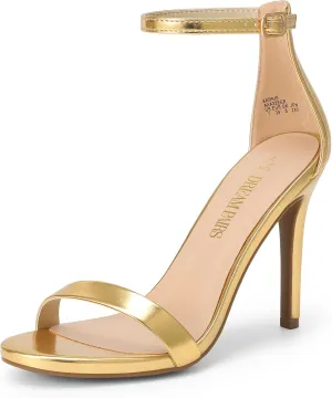 DREAM PAIRS Women's High Heels Flower Ankle Strap Stilettos Round Open Toe Dressy Sexy Sandals
