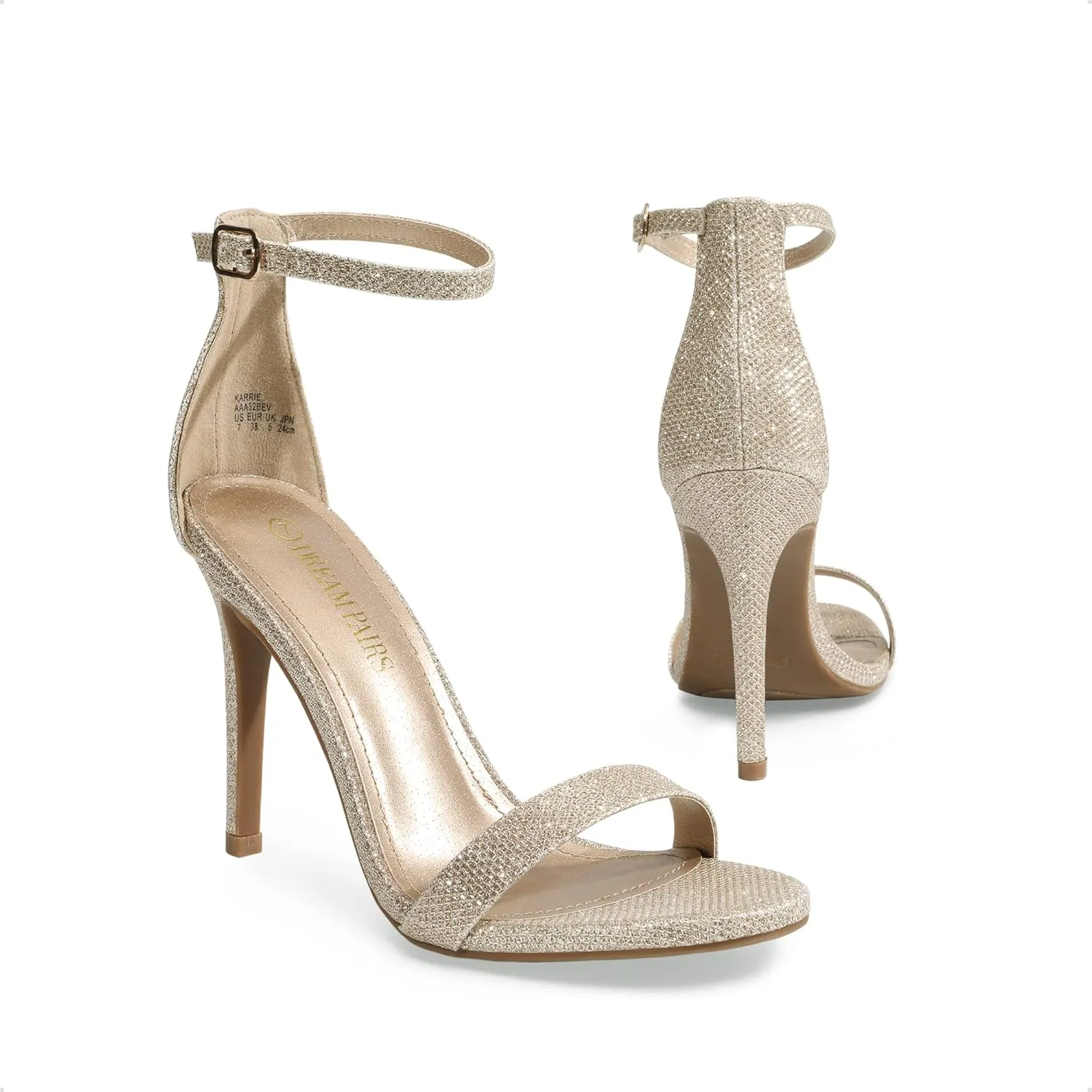DREAM PAIRS Women's High Heels Flower Ankle Strap Stilettos Round Open Toe Dressy Sexy Sandals