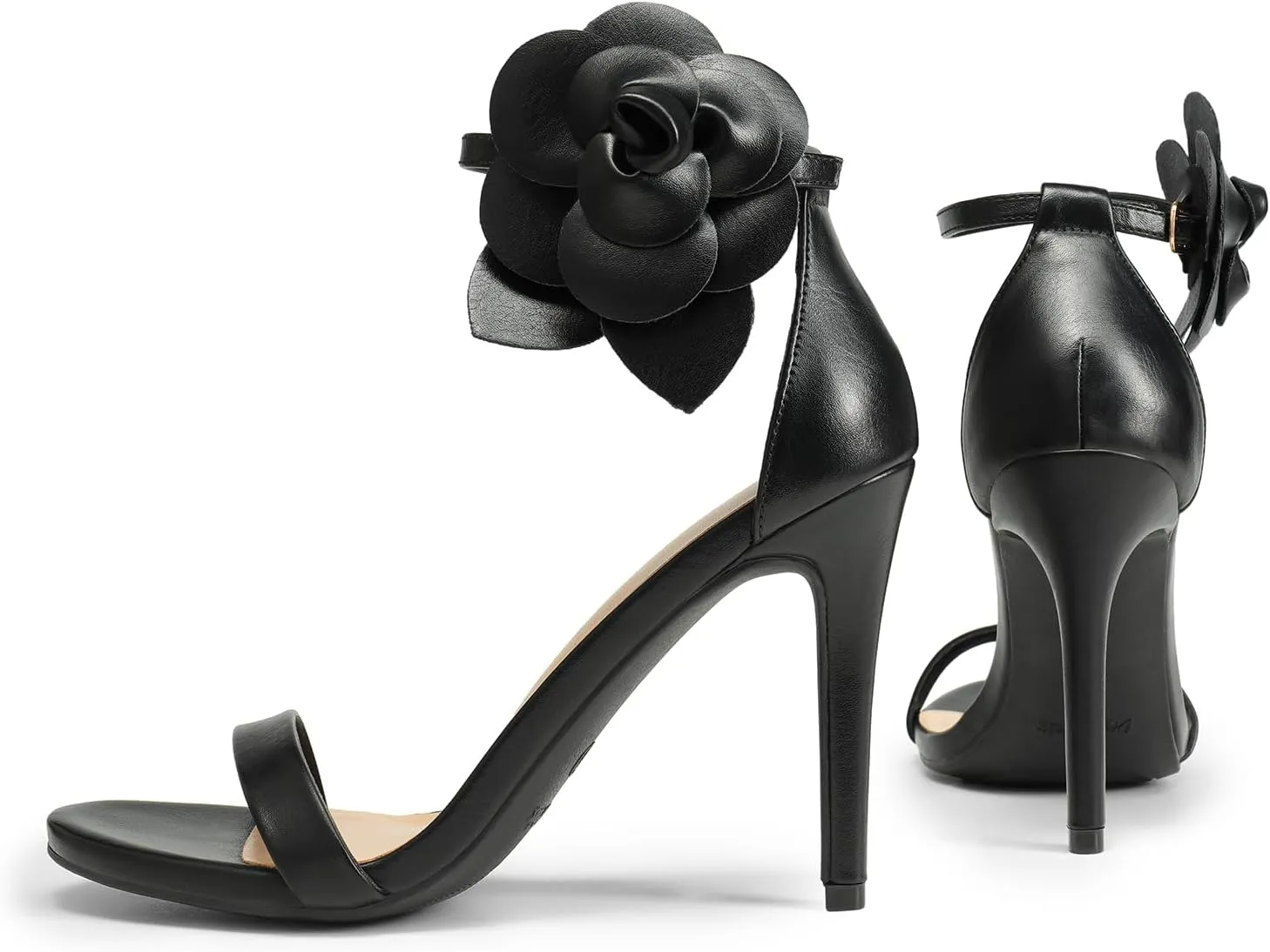 DREAM PAIRS Women's High Heels Flower Ankle Strap Stilettos Round Open Toe Dressy Sexy Sandals