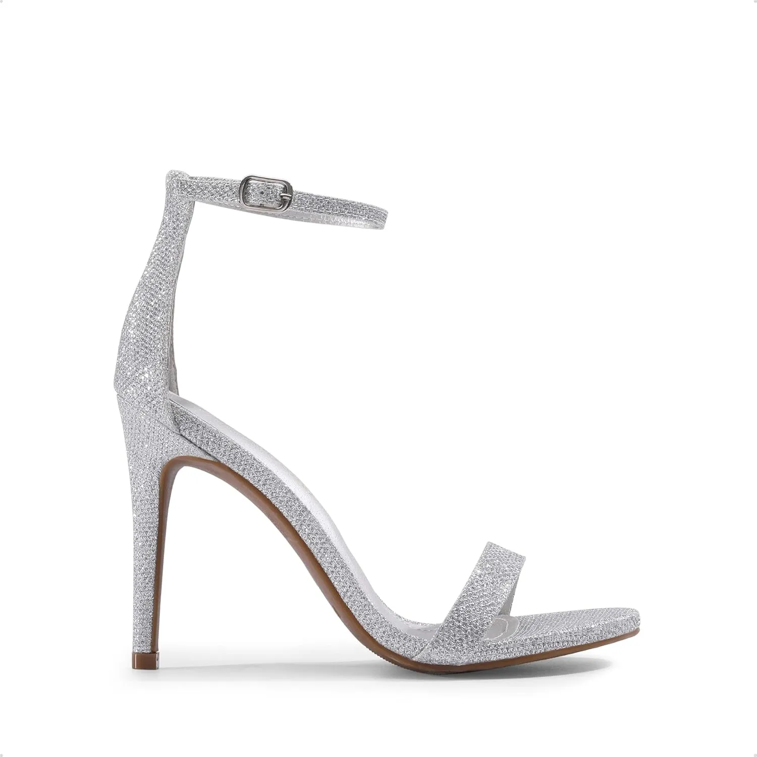 DREAM PAIRS Women's High Heels Flower Ankle Strap Stilettos Round Open Toe Dressy Sexy Sandals
