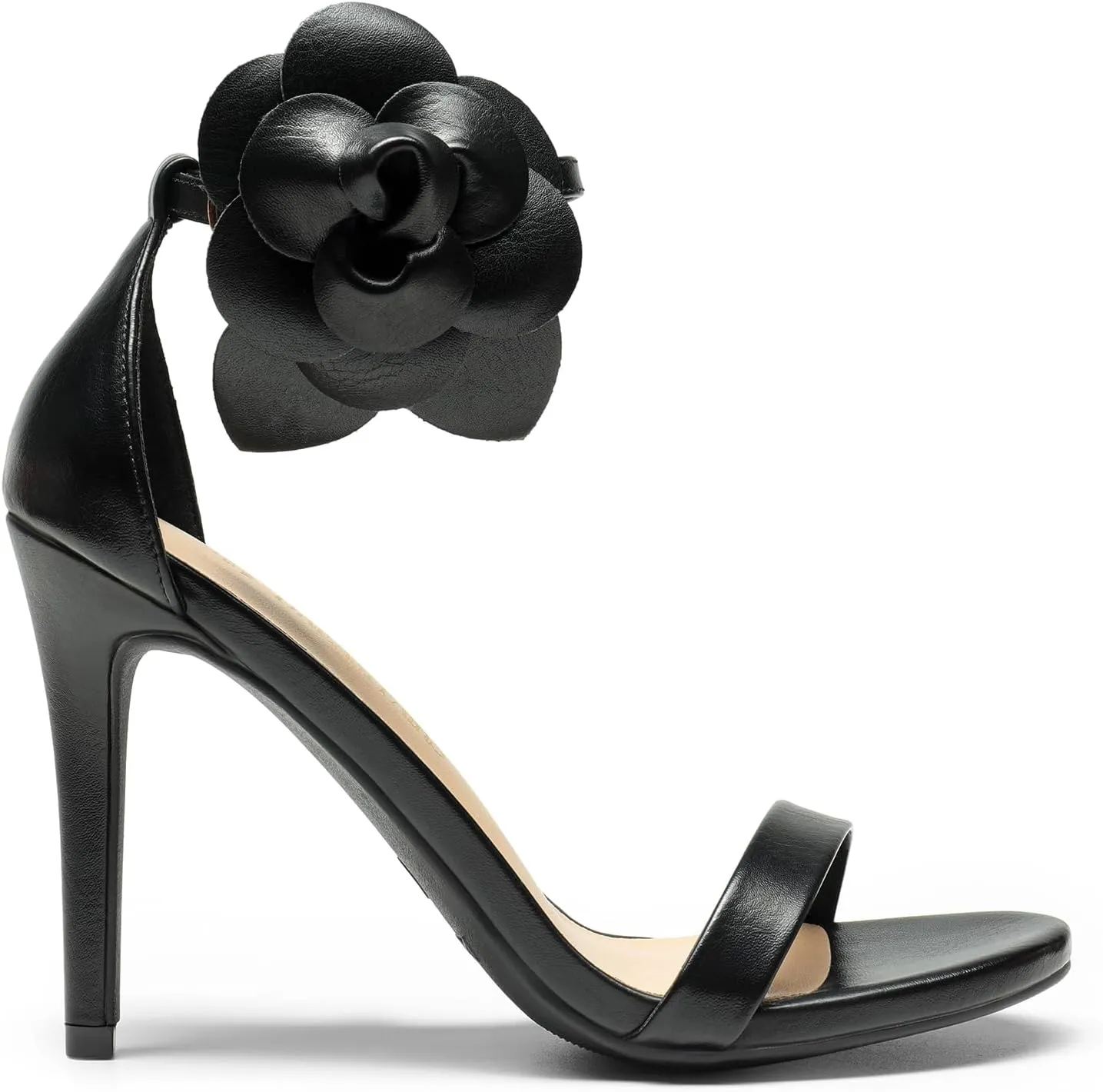 DREAM PAIRS Women's High Heels Flower Ankle Strap Stilettos Round Open Toe Dressy Sexy Sandals