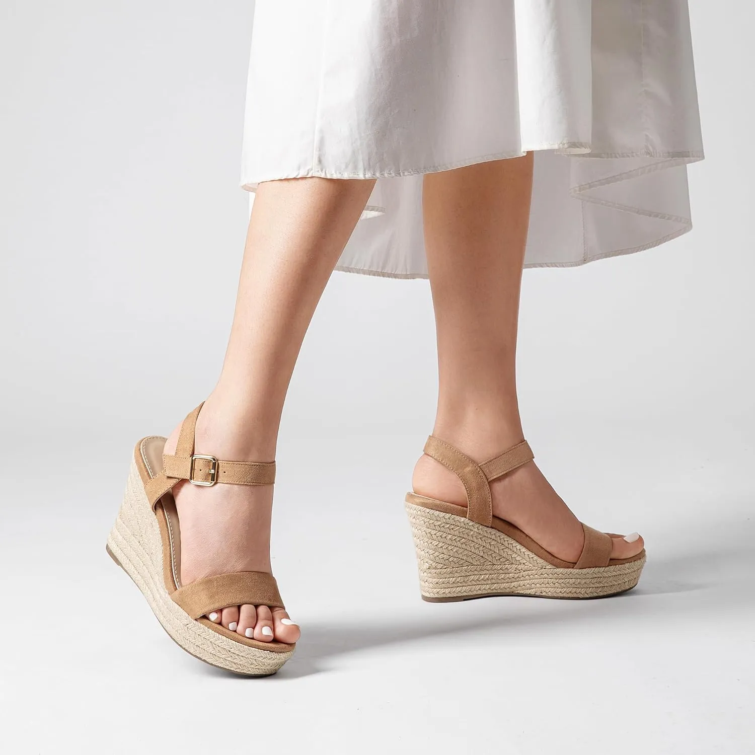 DREAM PAIRS Women's Platform Wedges Sandals, Comfortable Open Toe Espadrilles Sandals Dressy Buckle Ankle Strap Summer Shoes