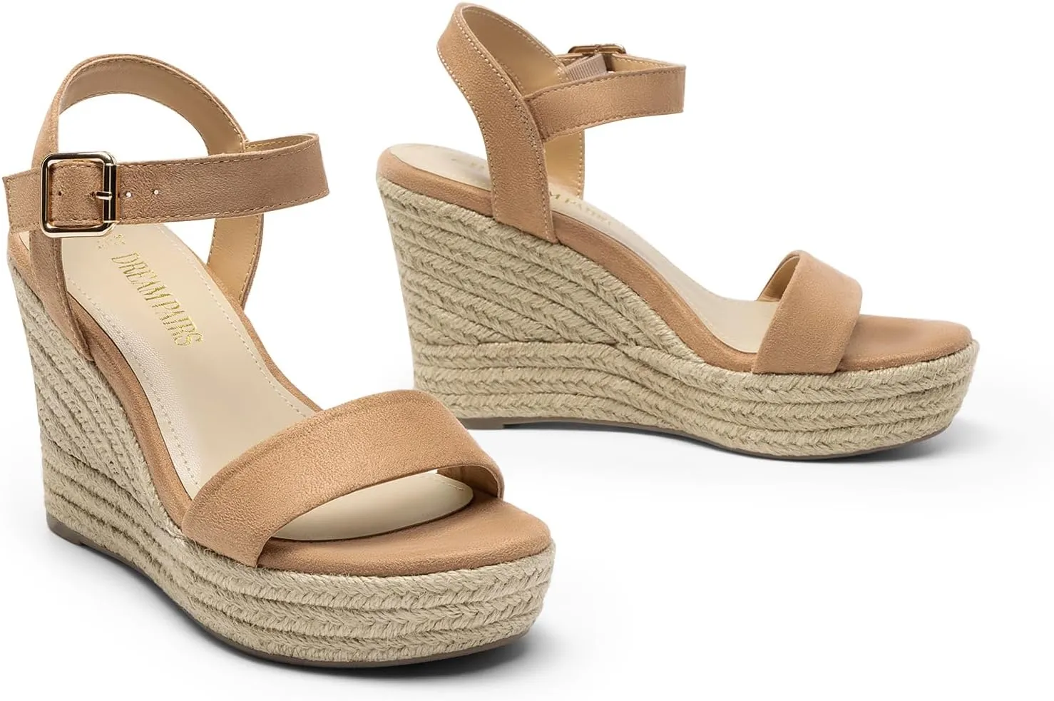 DREAM PAIRS Women's Platform Wedges Sandals, Comfortable Open Toe Espadrilles Sandals Dressy Buckle Ankle Strap Summer Shoes