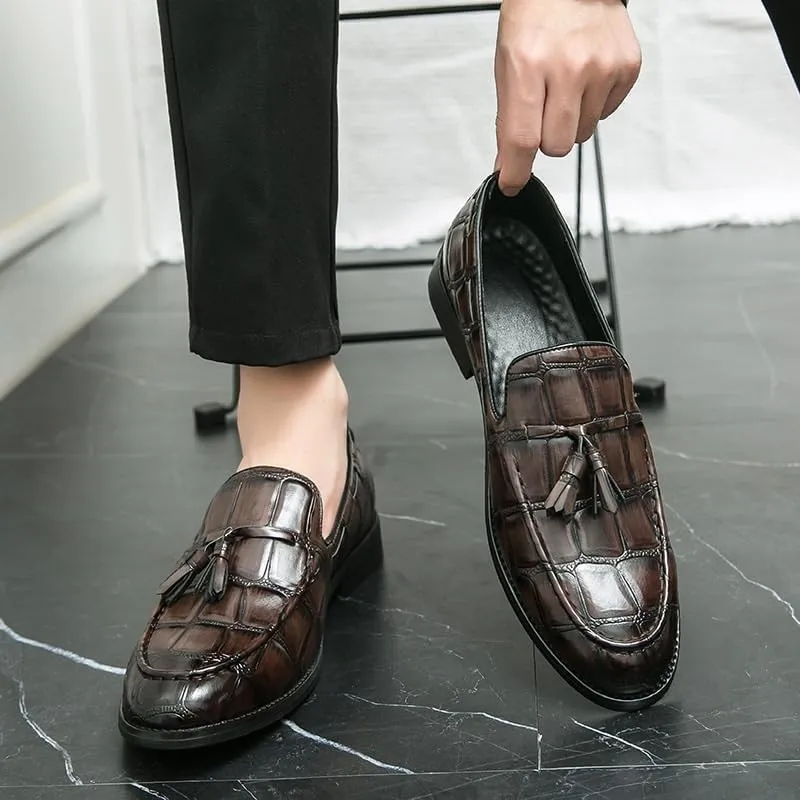 Dress Shoes for Men Business Men's Formal Shoes Leather Slip-On Loafers Tassel Dress Shoes Pointed Toe Low Top Non-Slip Luxury Fashion