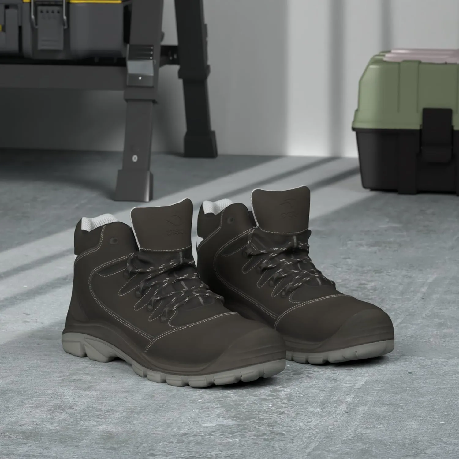 DRKA Men's Steel Toe Work Boots Water Resistant Safety Shoes