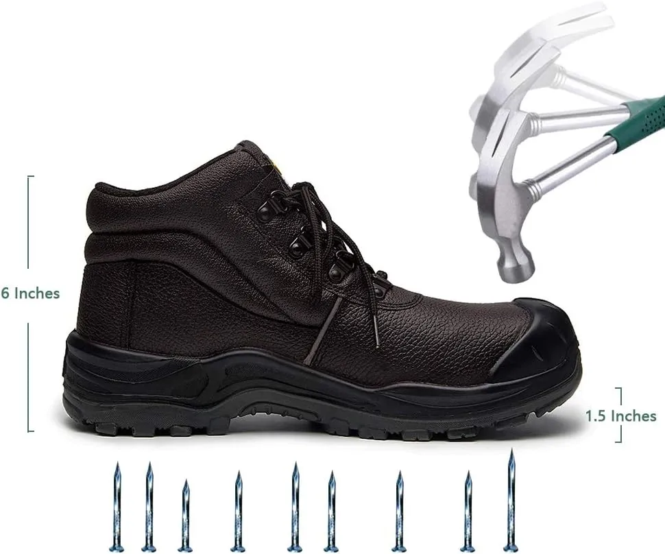 DRKA Water Resistant Steel Toe Work Boots For Men,6'' EH-Rated Safety Boots