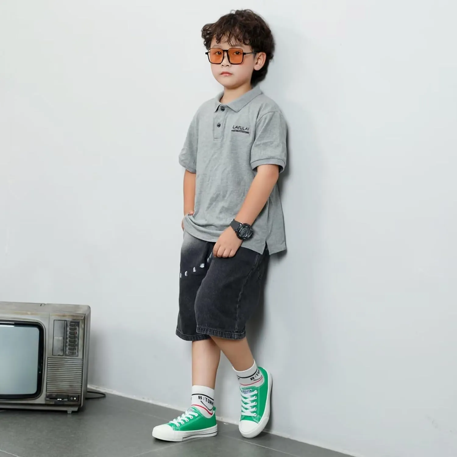 DSWED Toddler Little Kid Sneakers Boys Girls Canvas Shoes Classic Cotton Expandable No Tie Laces Slip On Sneakers