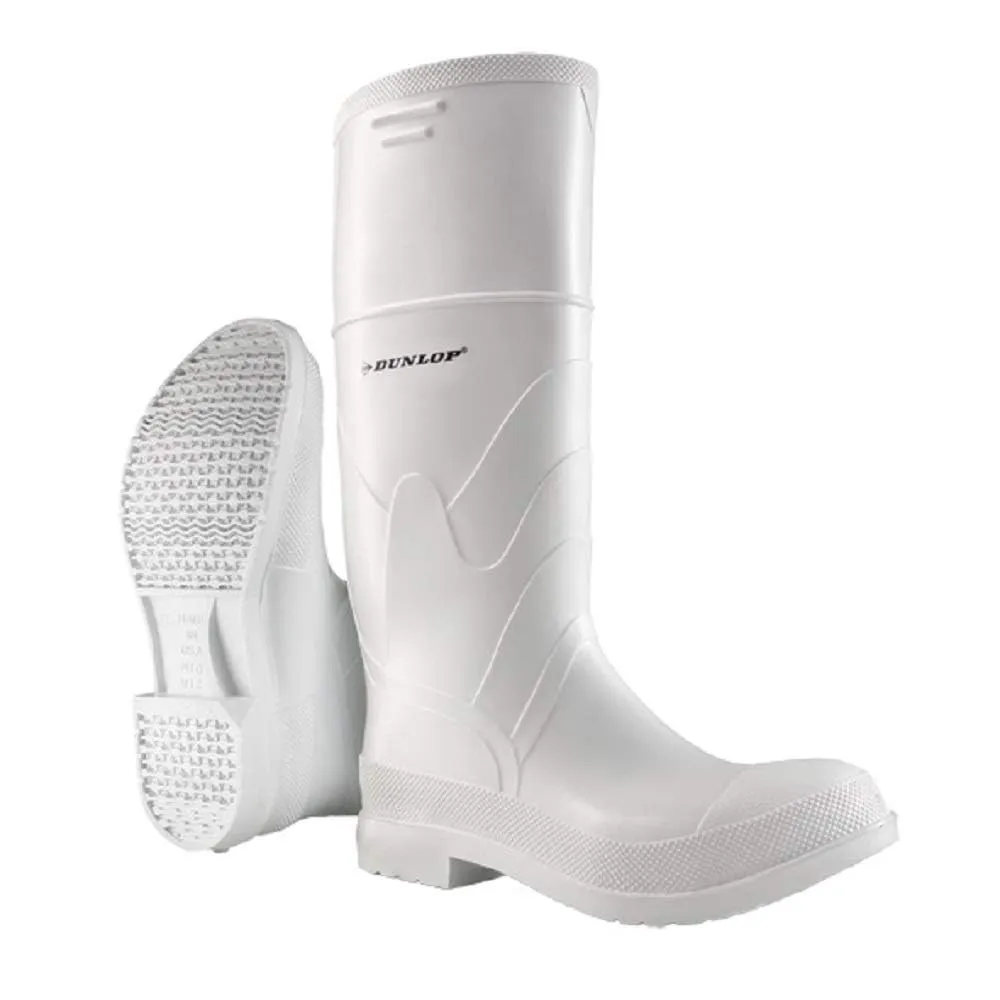 DUNLOP Protective Footwear,Steel Toe White Safety Lock, 100% Waterproof PVC, Lightweight and Durable Protective Footwear, Slip-Resistant, 8101200.10, Size 10 US