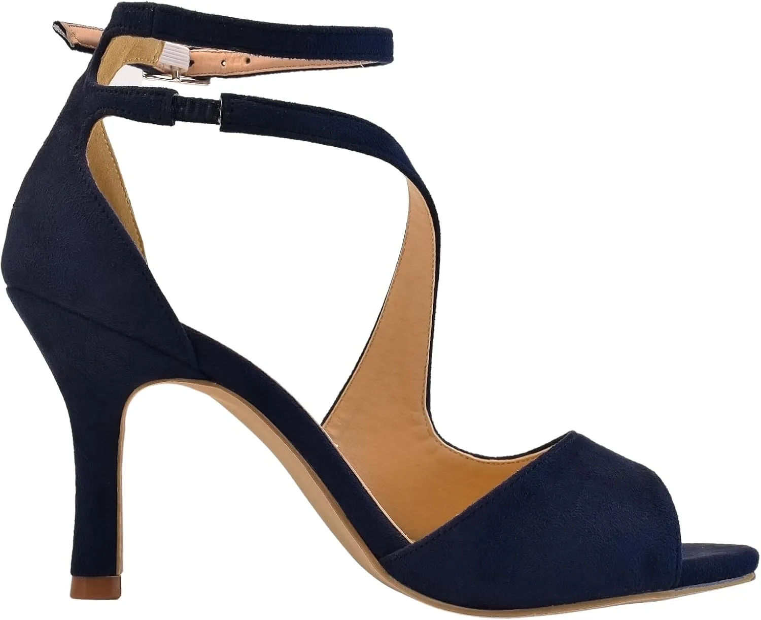 ELEGANTPARK Sandals for Women Peep Toe High Heels Cross Strappy Wedding Evening Dress Shoes Buckle Stain