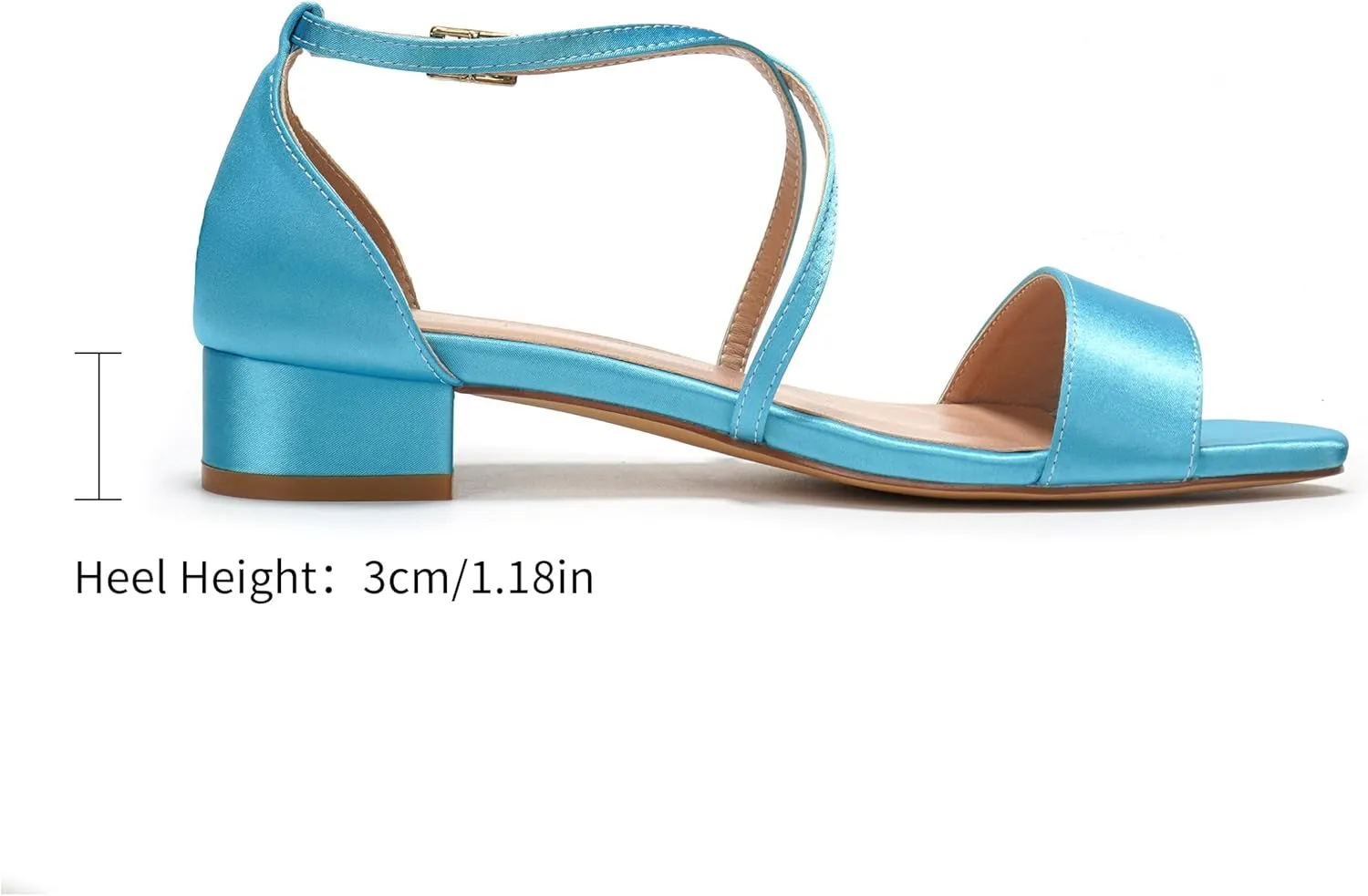 Elivandon J1584 Women's Satin Low-Heel Evening Sandals Open Toe 1.18 inches Block Heel Satin Pumps Evening Party Bridal Wedding Shoes
