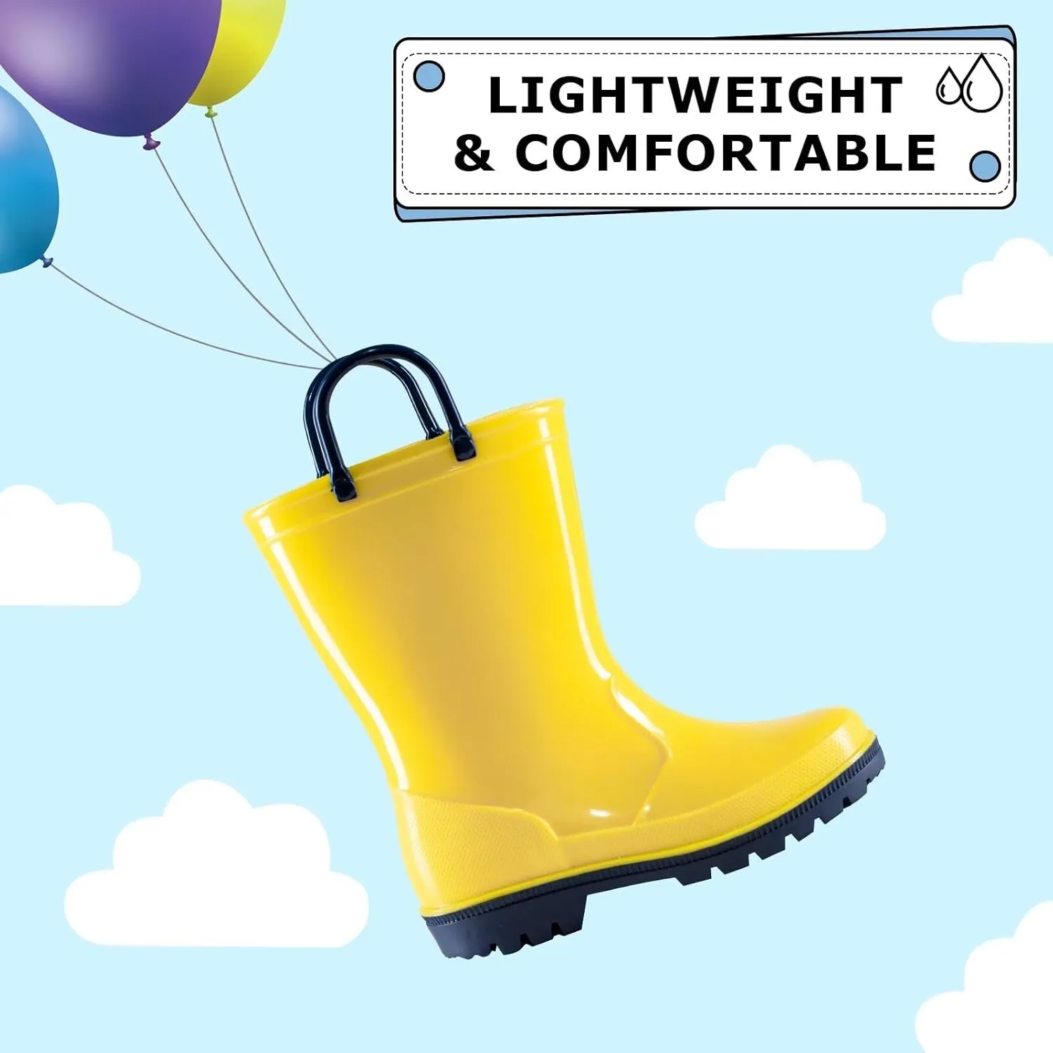EUXTERPA Boys Girls Rain Boots Toddler Kids Waterproof Boots Children Lightweight Rain Shoes with Handles