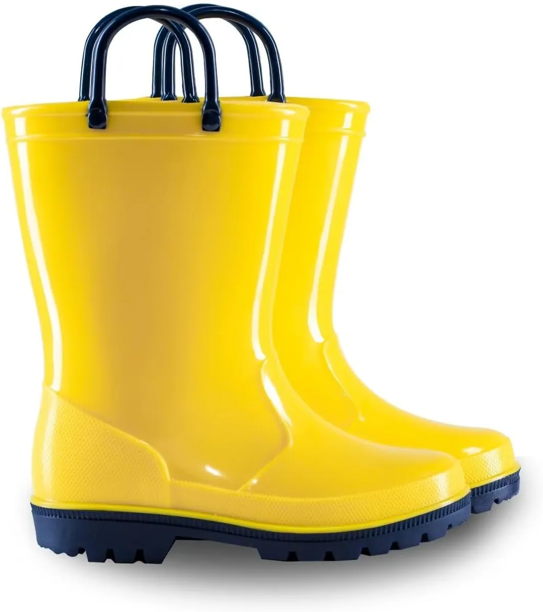 EUXTERPA Boys Girls Rain Boots Toddler Kids Waterproof Boots Children Lightweight Rain Shoes with Handles