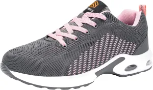 FENLERN Steel Toe Shoes for Women Lightweight Safety Shoes Comfortable Ladies Steel Toe Sneakers Non Slip Work Shoes Breathable Arch Support 5~11 Medium/5.5~10.5 Wide Width