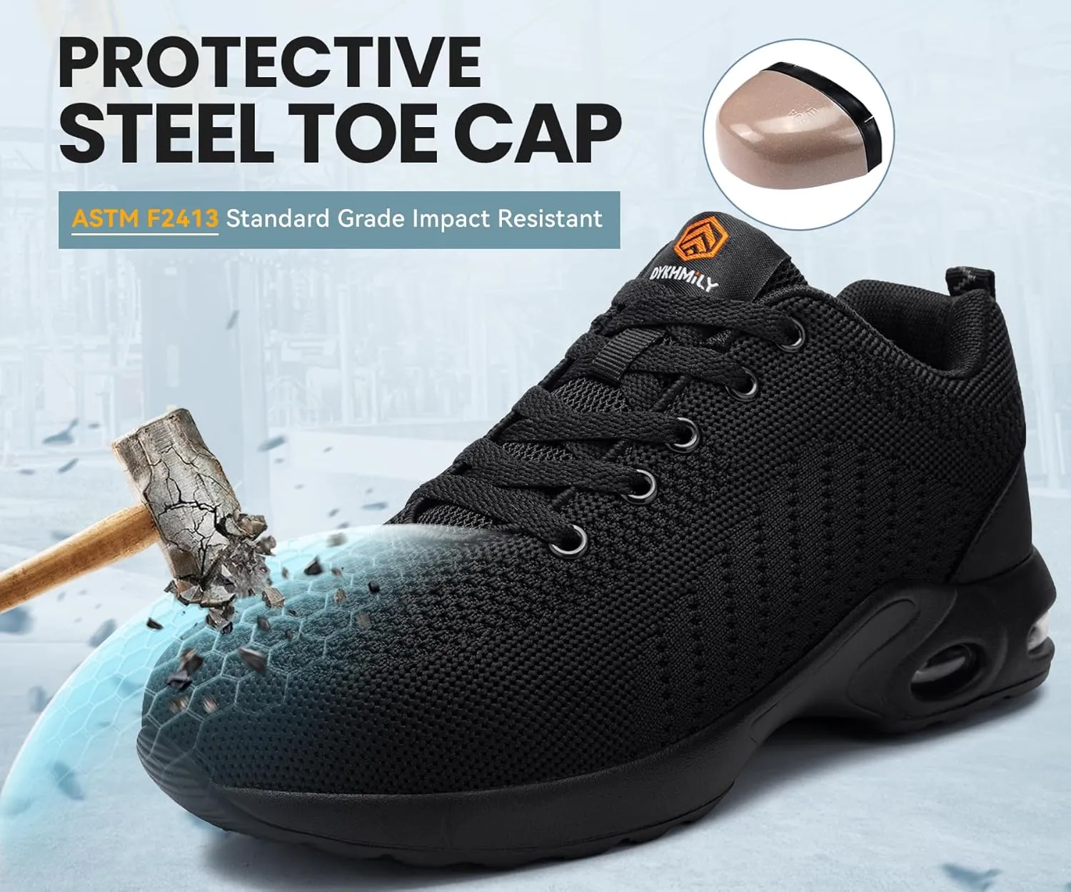 FENLERN Steel Toe Shoes for Women Lightweight Safety Shoes Comfortable Ladies Steel Toe Sneakers Non Slip Work Shoes Breathable Arch Support 5~11 Medium/5.5~10.5 Wide Width