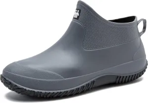 fereshte Men's Ankle Rain Boots Waterproof PVC Short Garden Boots
