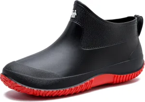 fereshte Men's Ankle Rain Boots Waterproof PVC Short Garden Boots