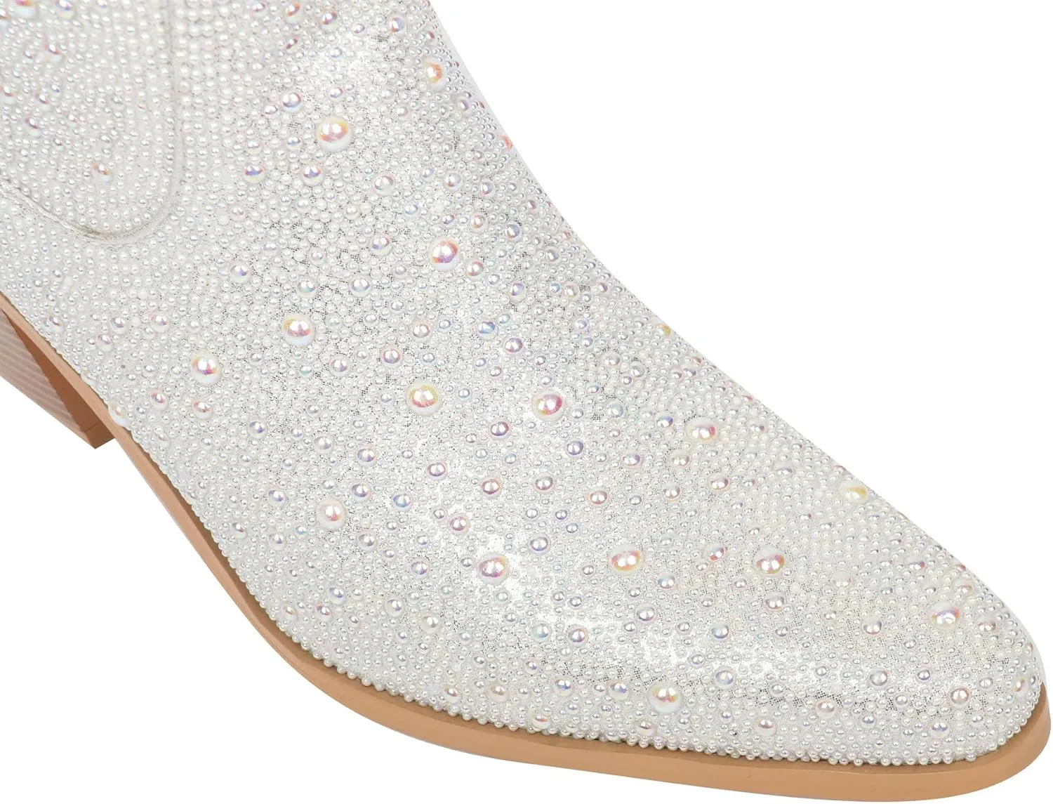 FIFSY Women Rhinestone Cowboy Boots Glitter Chunky Heel Sparkly Cowgirl Ankle Boots…