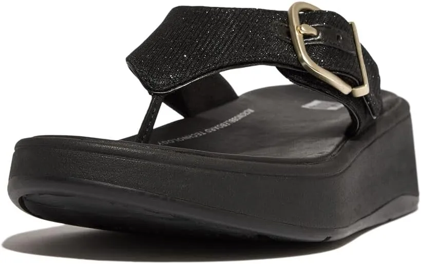 FitFlop Women's F-Mode Buckle Shimmerlux Flatform Toe-Post Sandals Wedge