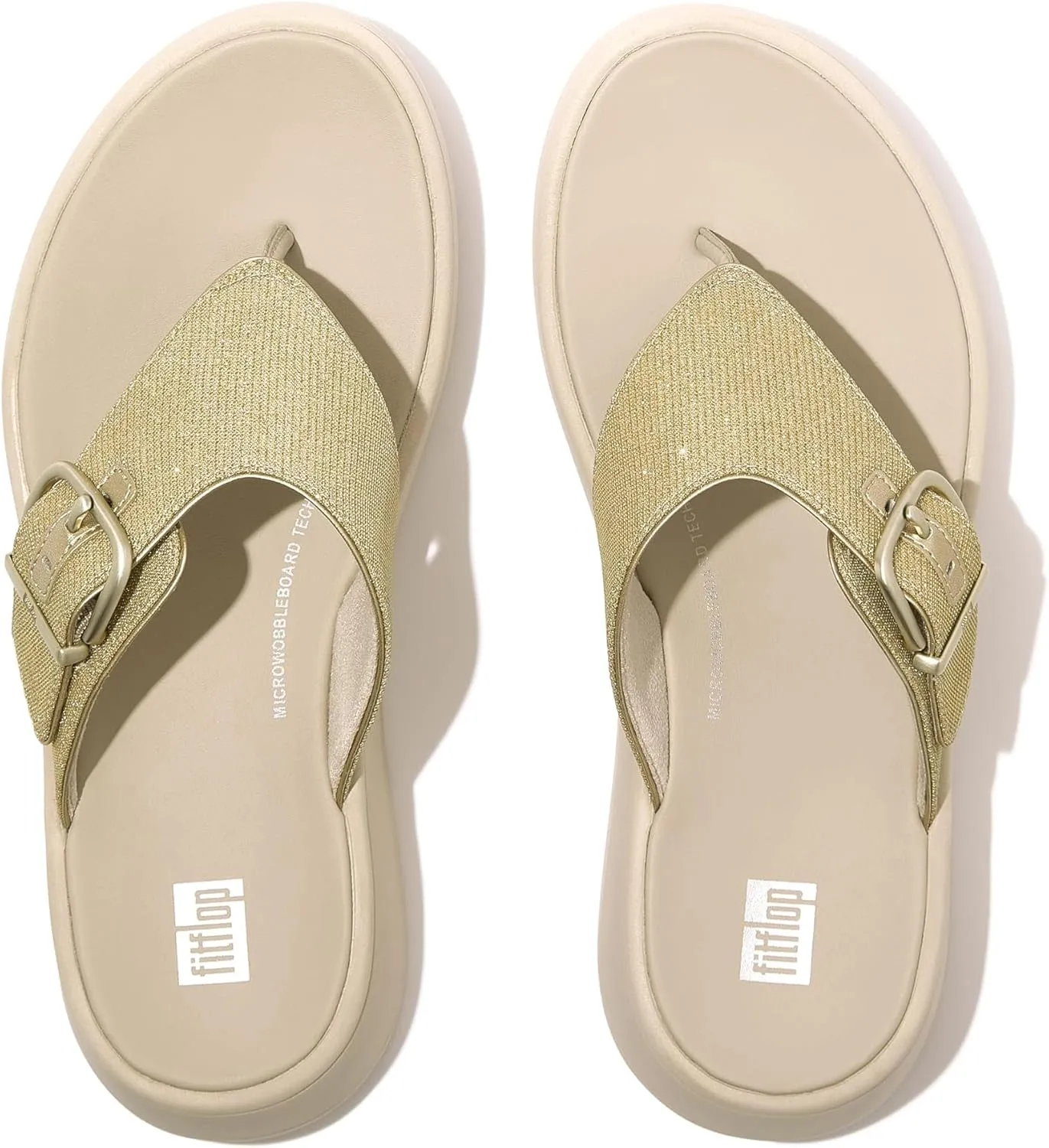 FitFlop Women's F-Mode Buckle Shimmerlux Flatform Toe-Post Sandals Wedge