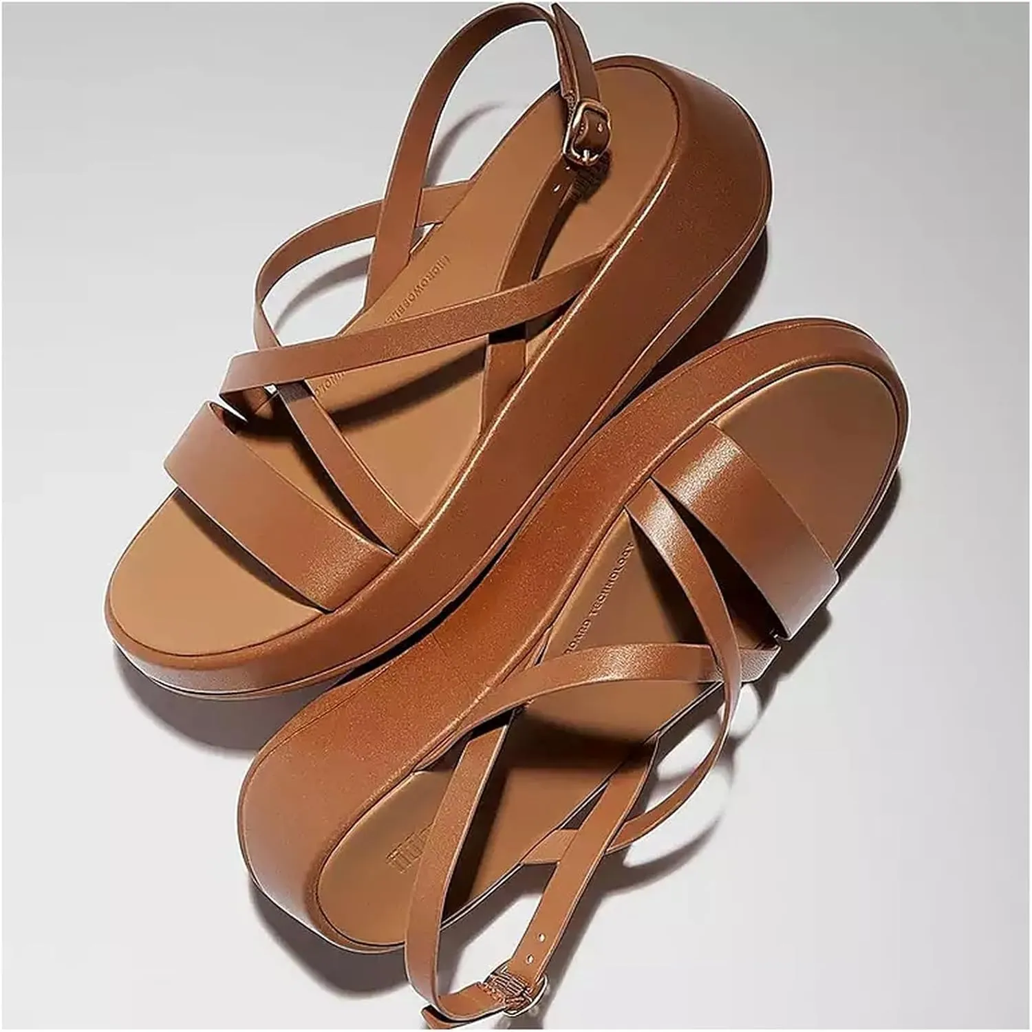 FitFlop Women's F-Mode Leather Flatform Strappy Back-Strap Sandals Wedge