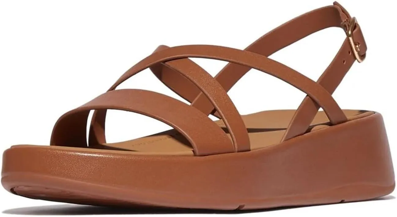 FitFlop Women's F-Mode Leather Flatform Strappy Back-Strap Sandals Wedge