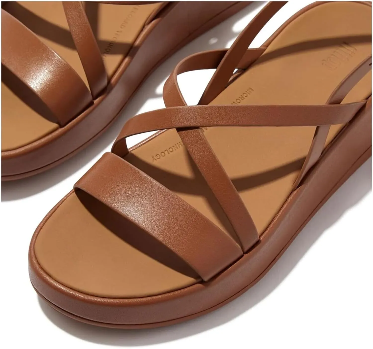 FitFlop Women's F-Mode Leather Flatform Strappy Back-Strap Sandals Wedge