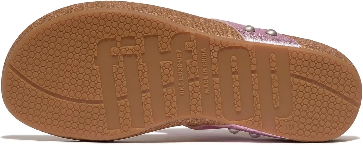 FitFlop Women's Iqushion Metallic-Leather Toe-Post Sandals Wedge