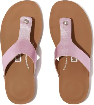 FitFlop Women's Iqushion Metallic-Leather Toe-Post Sandals Wedge