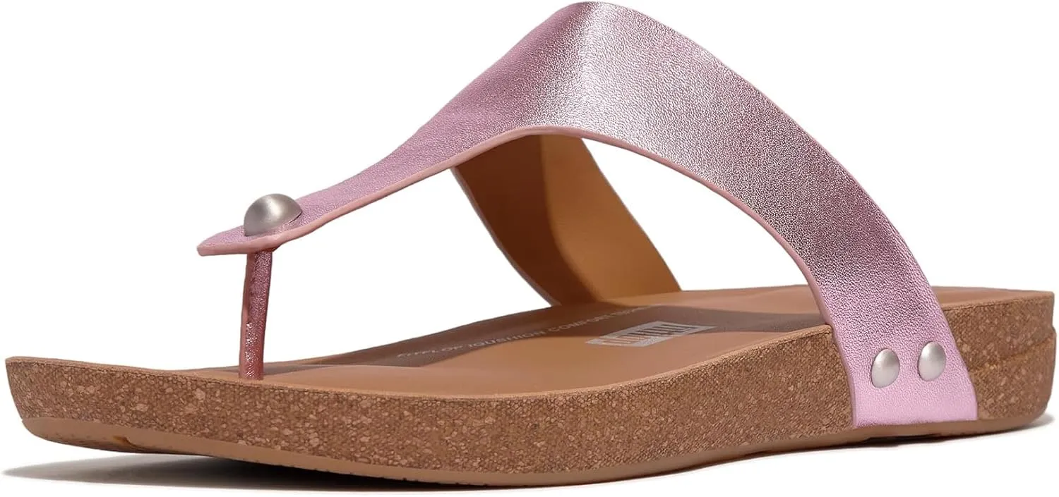FitFlop Women's Iqushion Metallic-Leather Toe-Post Sandals Wedge